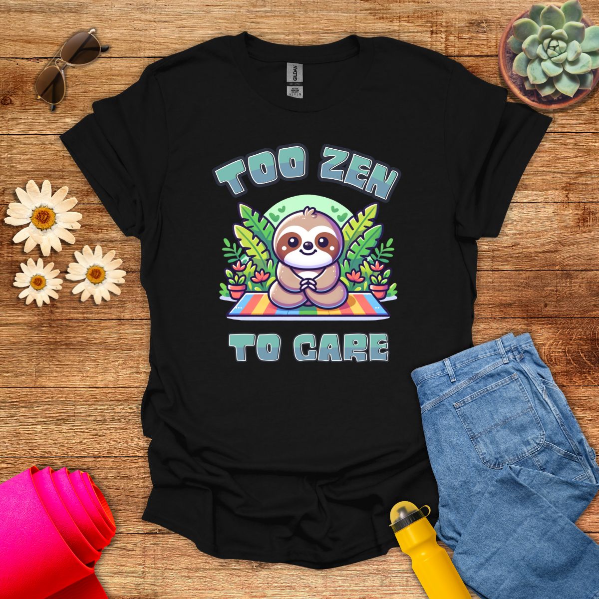 Too Zen to Care Adorable Sloth Yoga T-Shirt