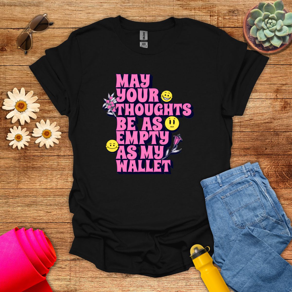 Funny Empty Wallet Empty Thoughts Meditation T-Shirt