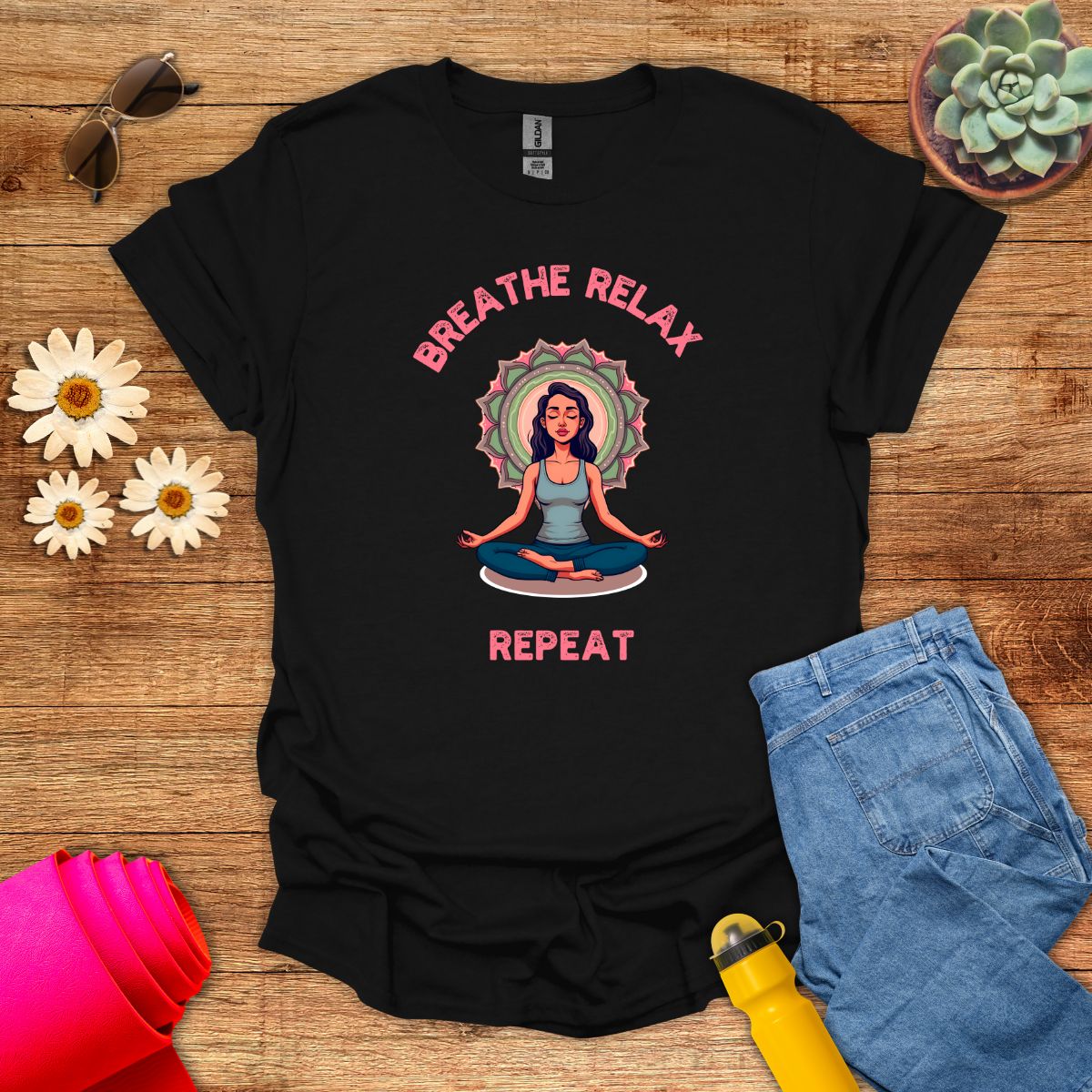 Breathe Relax Repeat Yoga T-Shirt