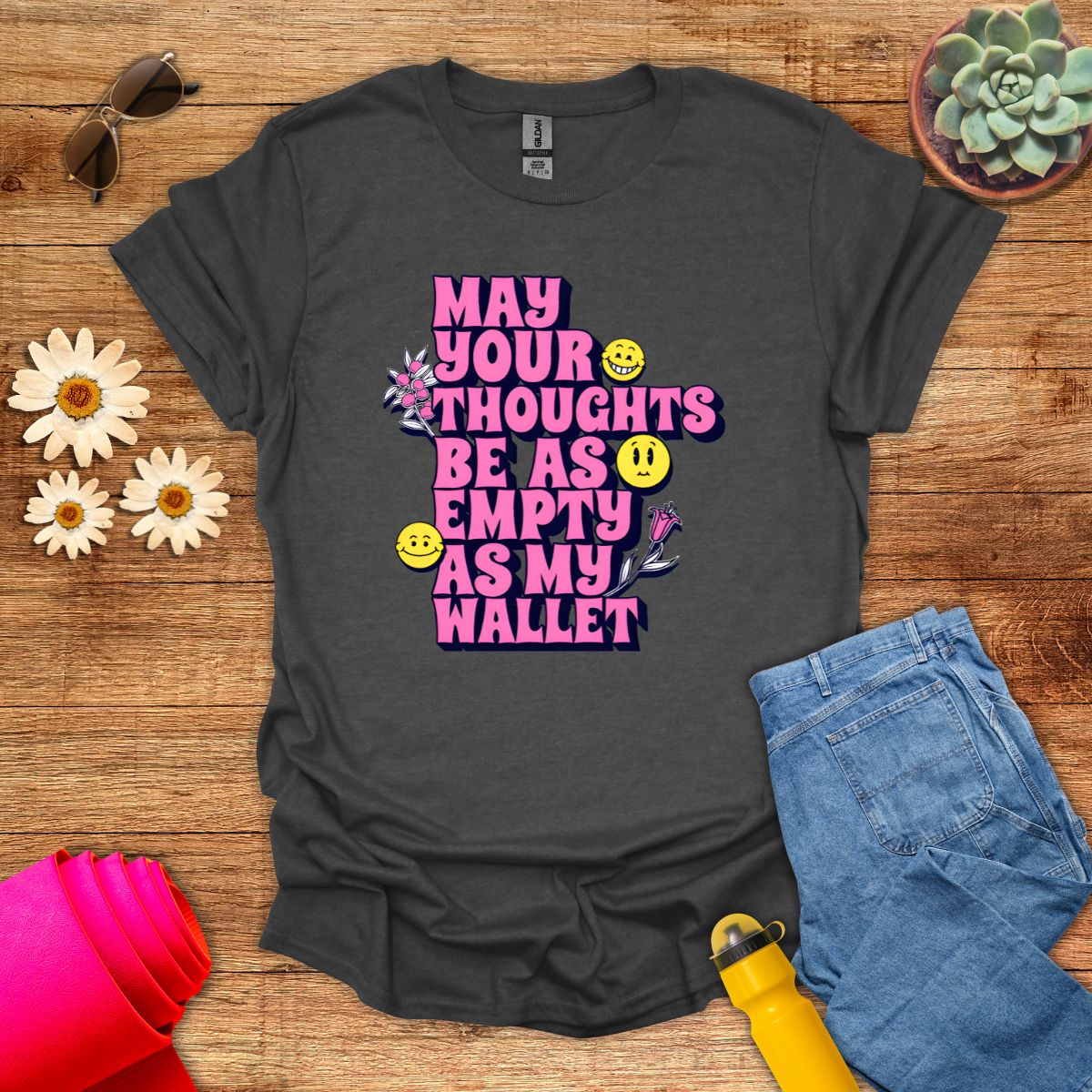 Funny Empty Wallet Empty Thoughts Meditation T-Shirt