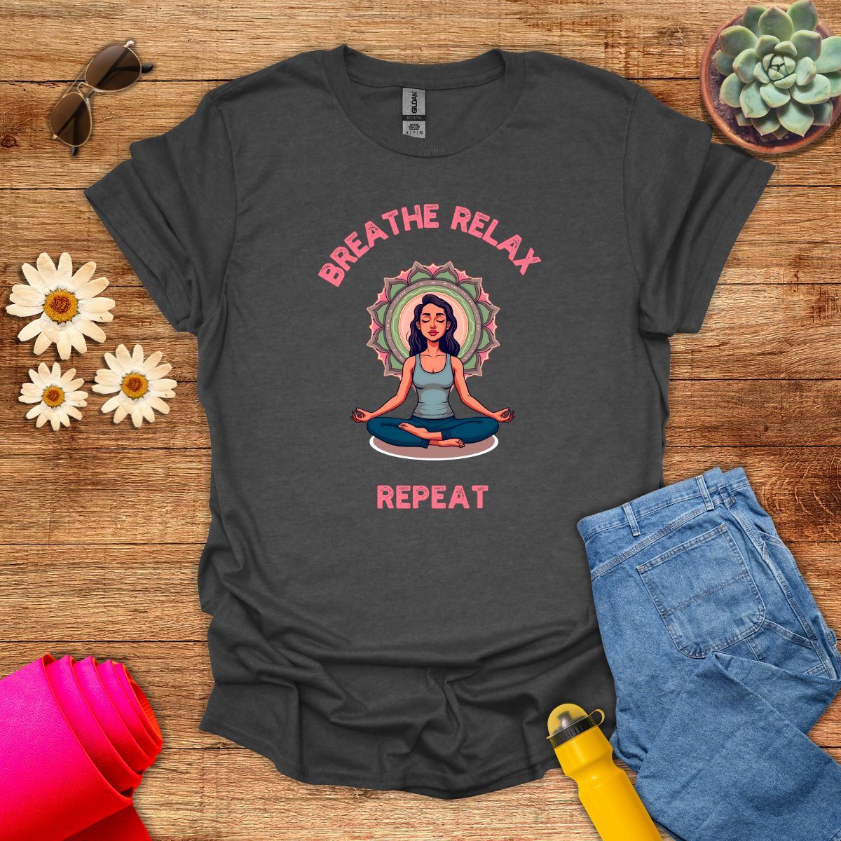 Breathe Relax Repeat Yoga T-Shirt