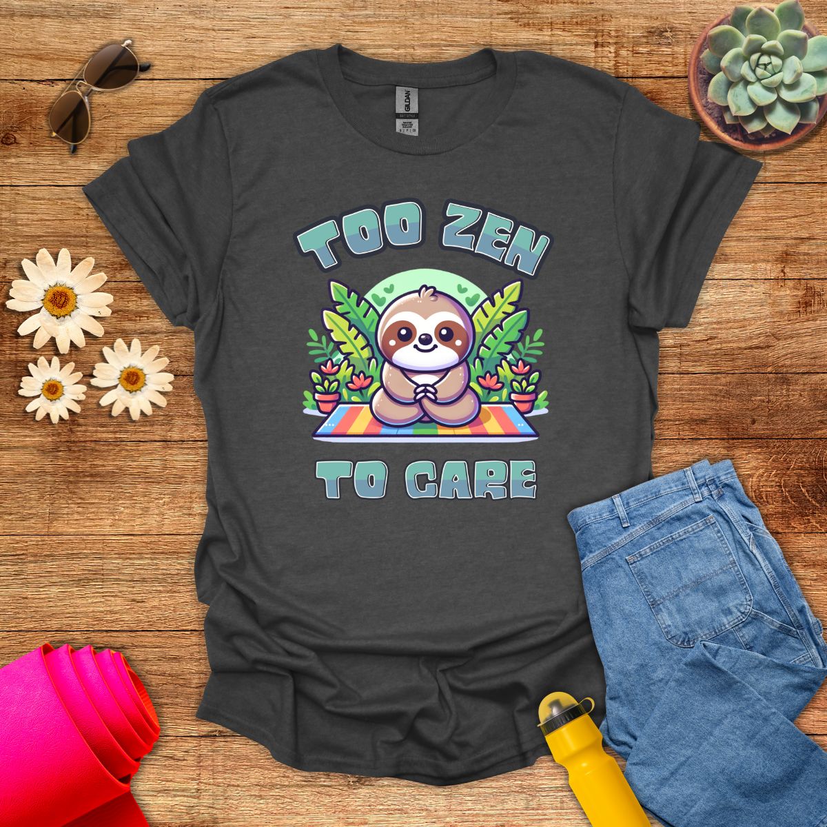 Too Zen to Care Adorable Sloth Yoga T-Shirt