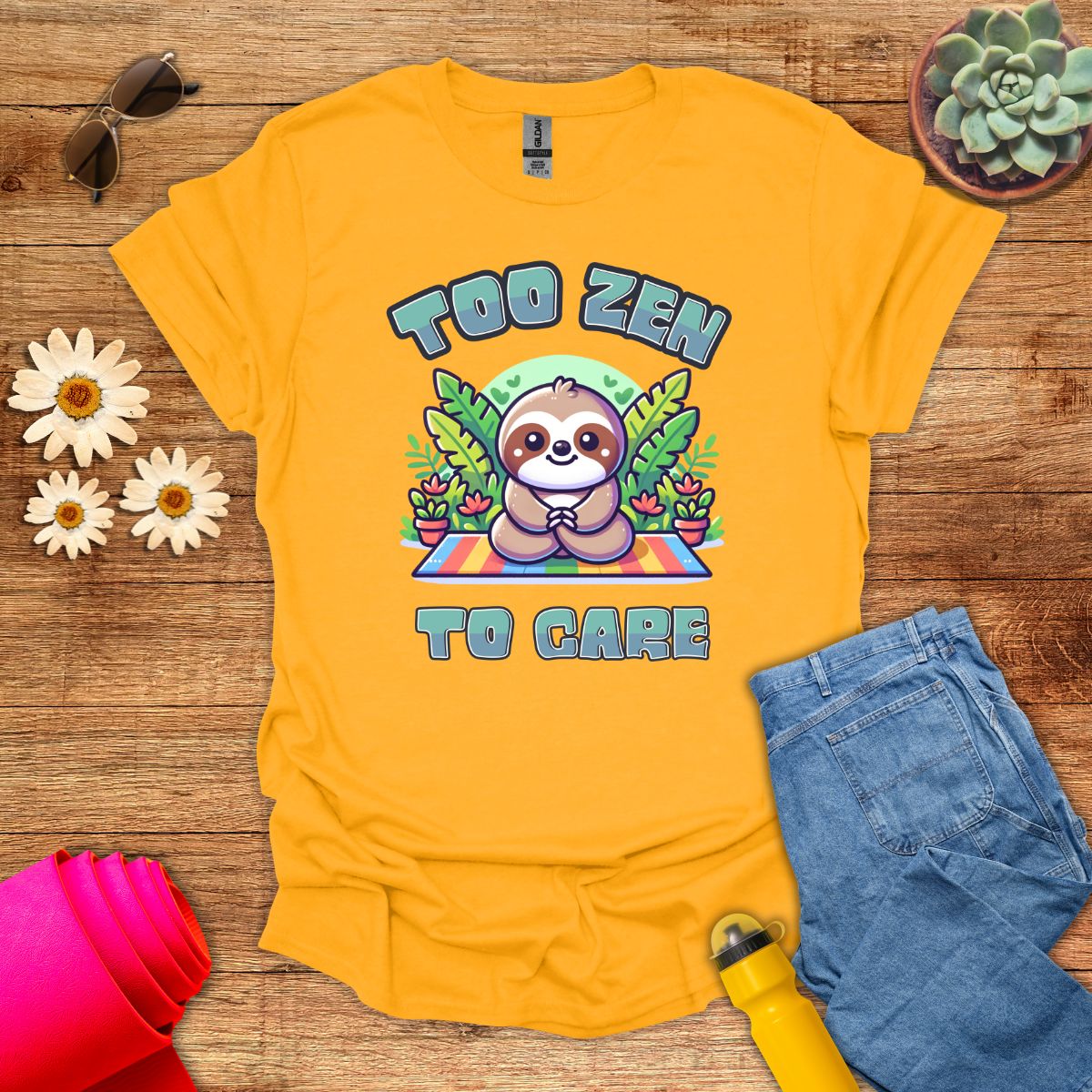 Too Zen to Care Adorable Sloth Yoga T-Shirt