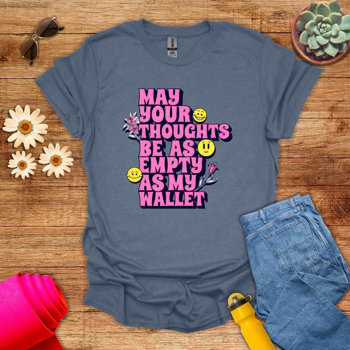 Funny Empty Wallet Empty Thoughts Meditation T-Shirt