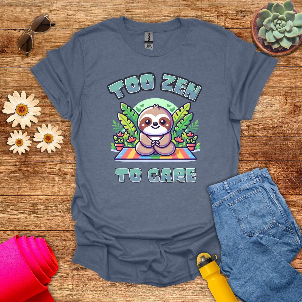 Too Zen to Care Adorable Sloth Yoga T-Shirt