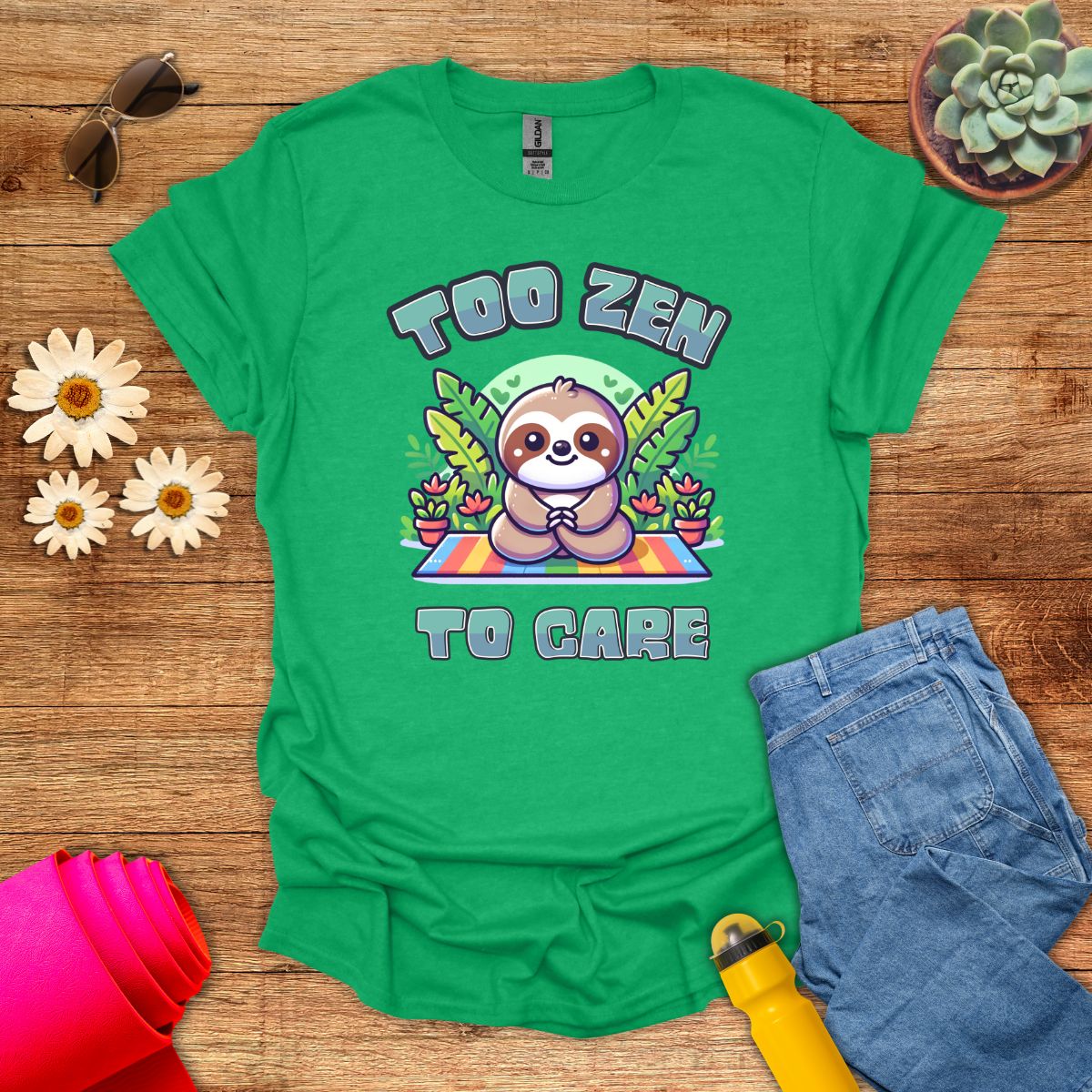 Too Zen to Care Adorable Sloth Yoga T-Shirt