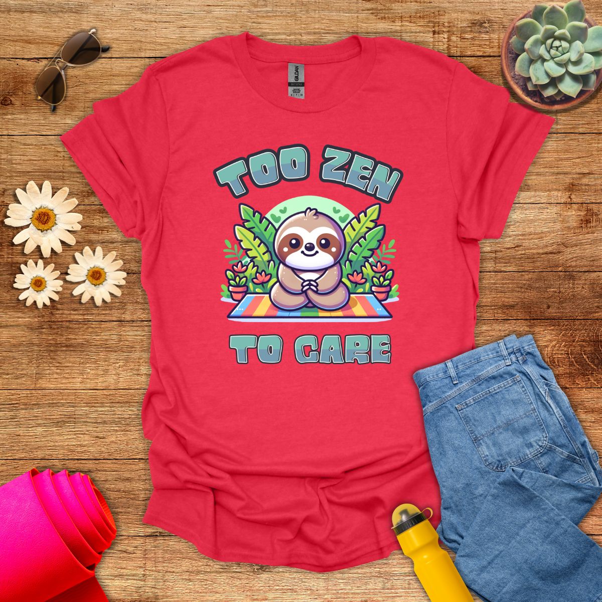 Too Zen to Care Adorable Sloth Yoga T-Shirt