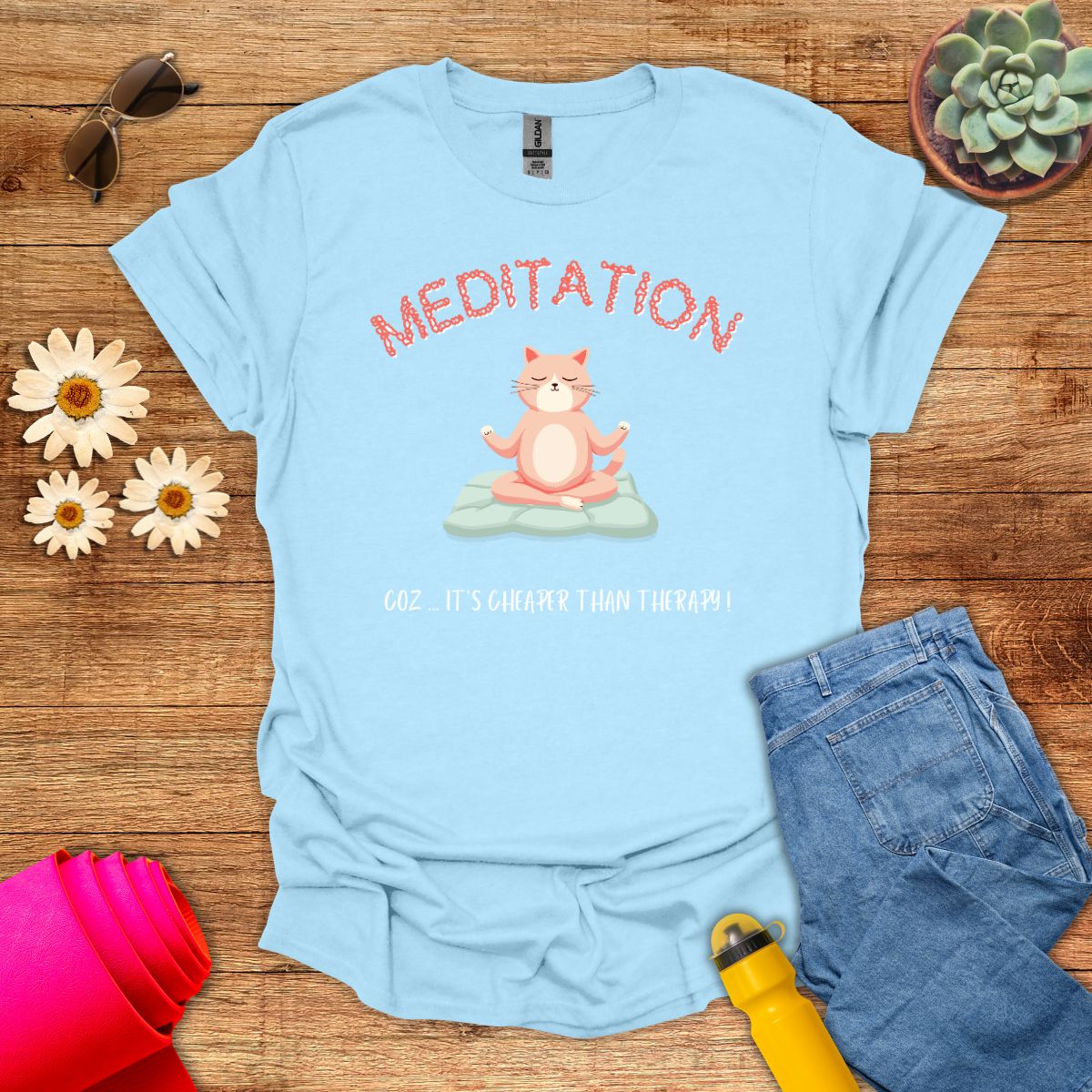 Meditation Better Than Therapy Cat T-Shirt