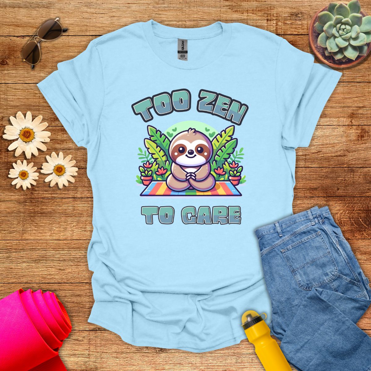 Too Zen to Care Adorable Sloth Yoga T-Shirt