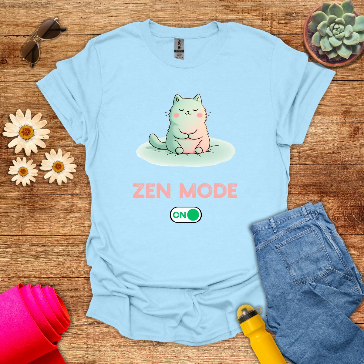 Zen Mode Cat Meditation T-Shirt