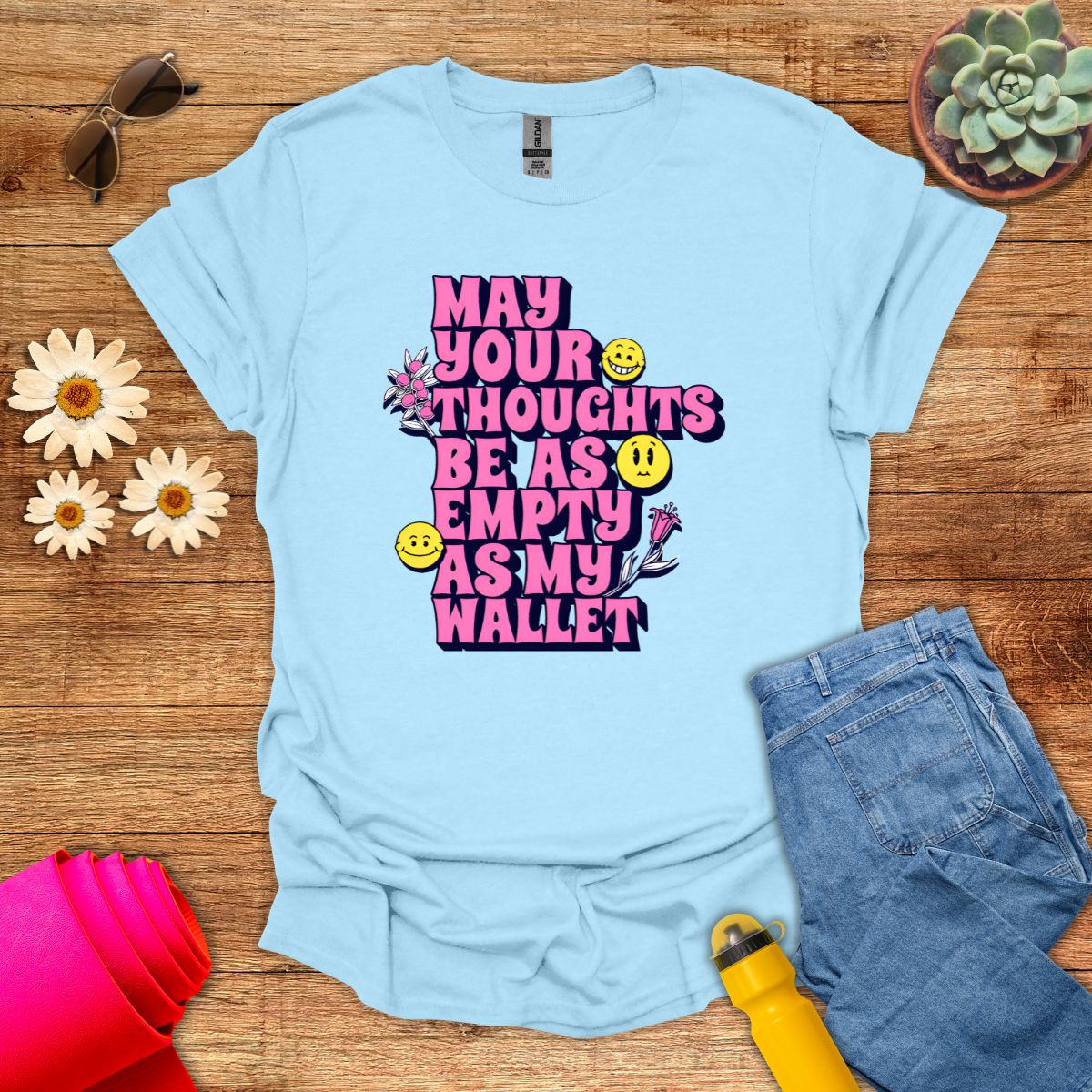 Funny Empty Wallet Empty Thoughts Meditation T-Shirt