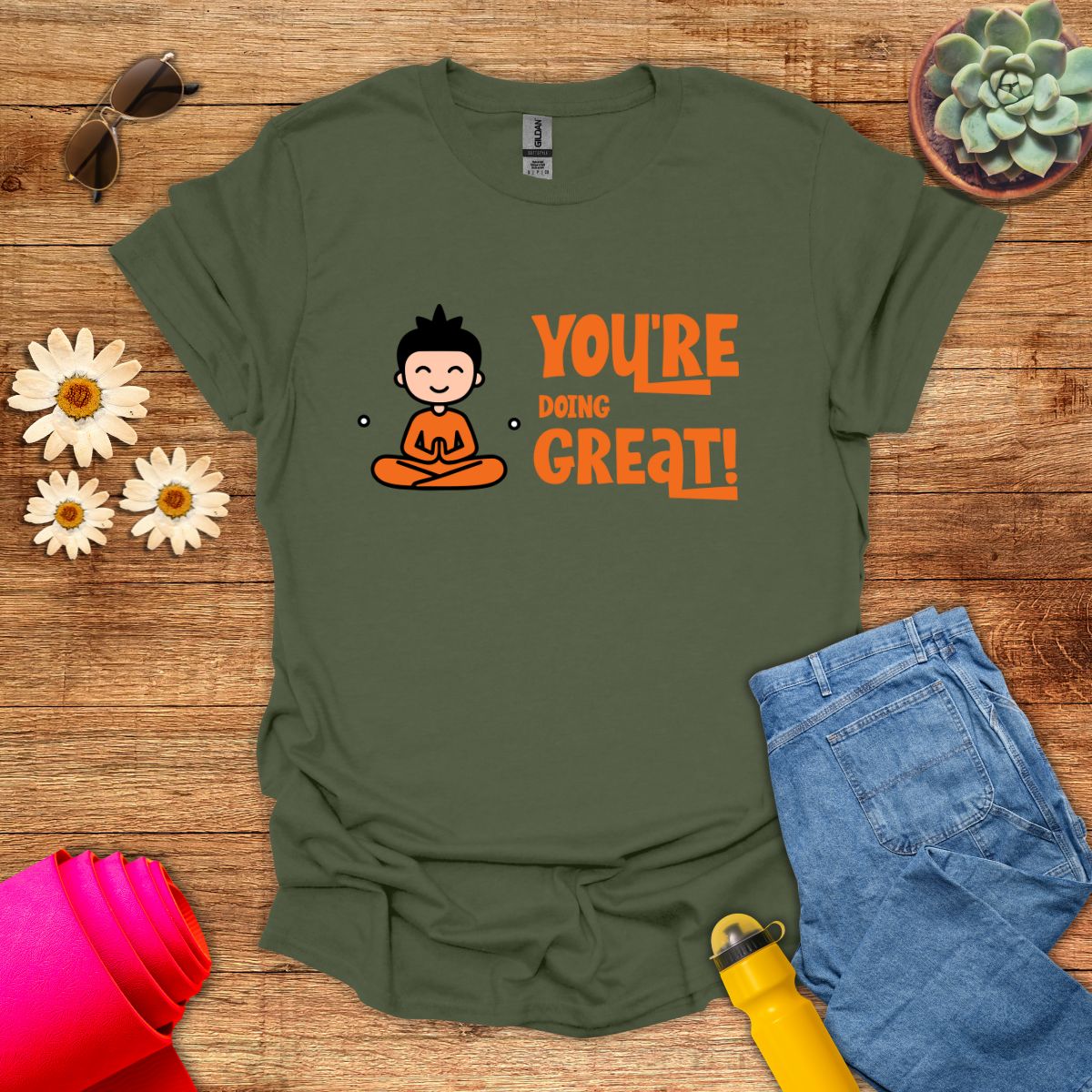 You're Doing Great Motivational Yoga T-Shirt