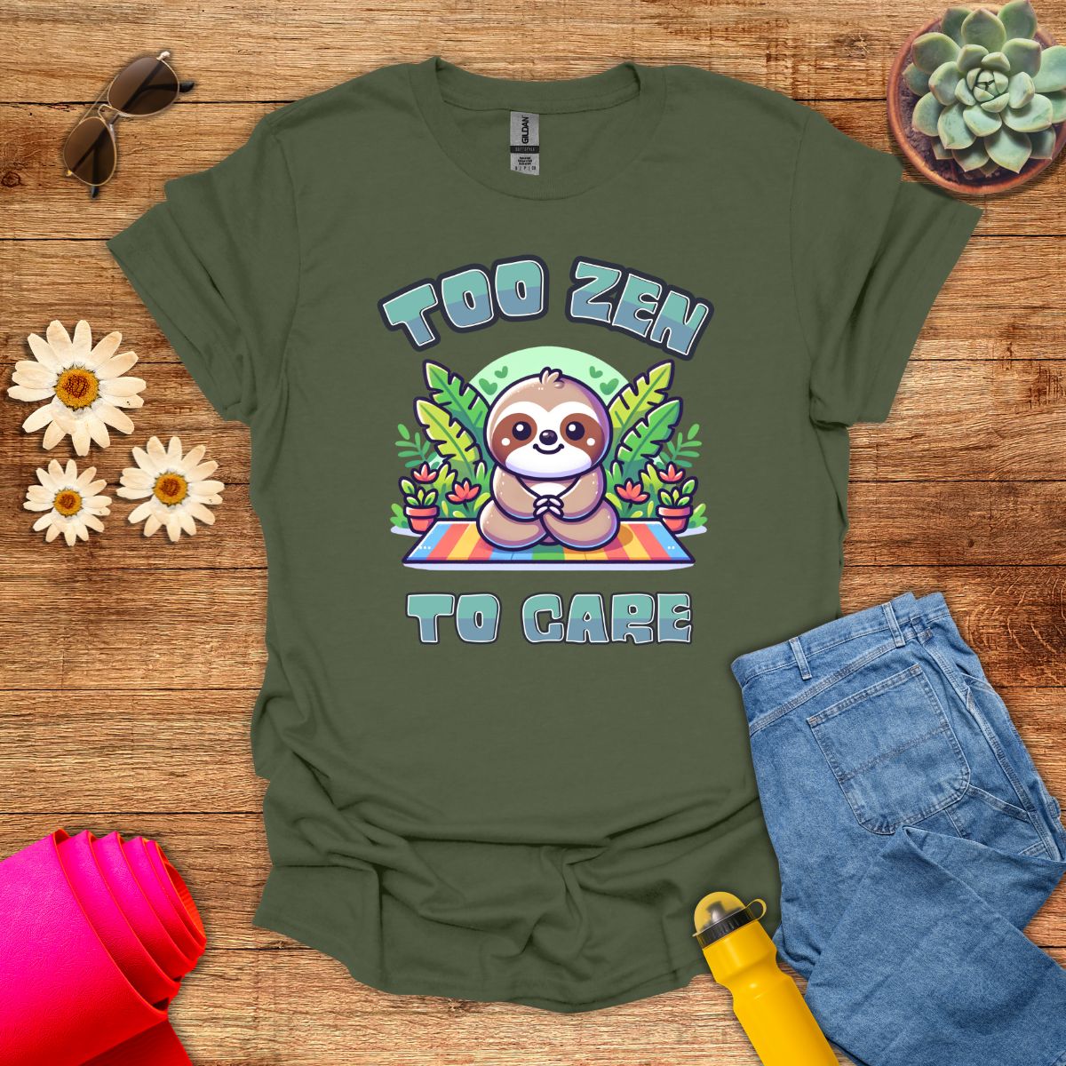 Too Zen to Care Adorable Sloth Yoga T-Shirt