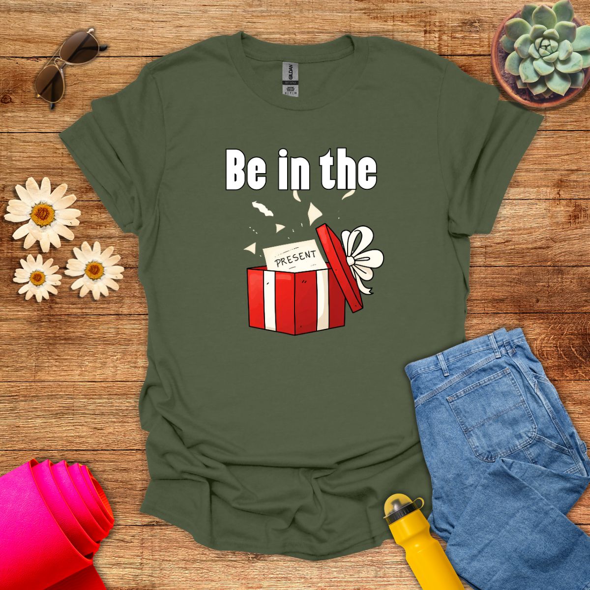 Be in the Present Inspirational Meditation T-Shirt