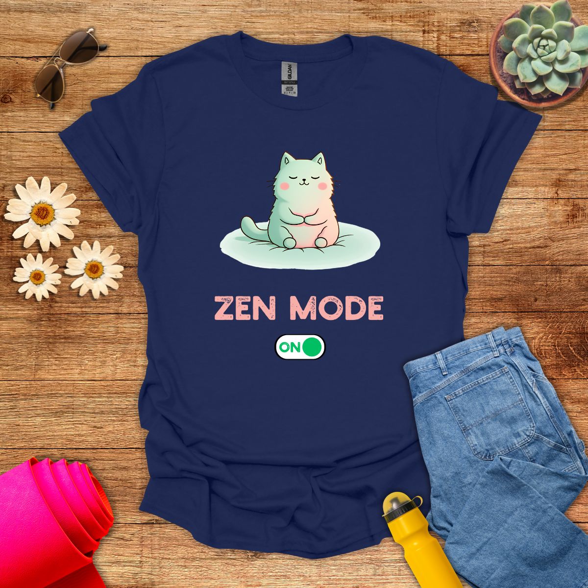 Zen Mode Cat Meditation T-Shirt