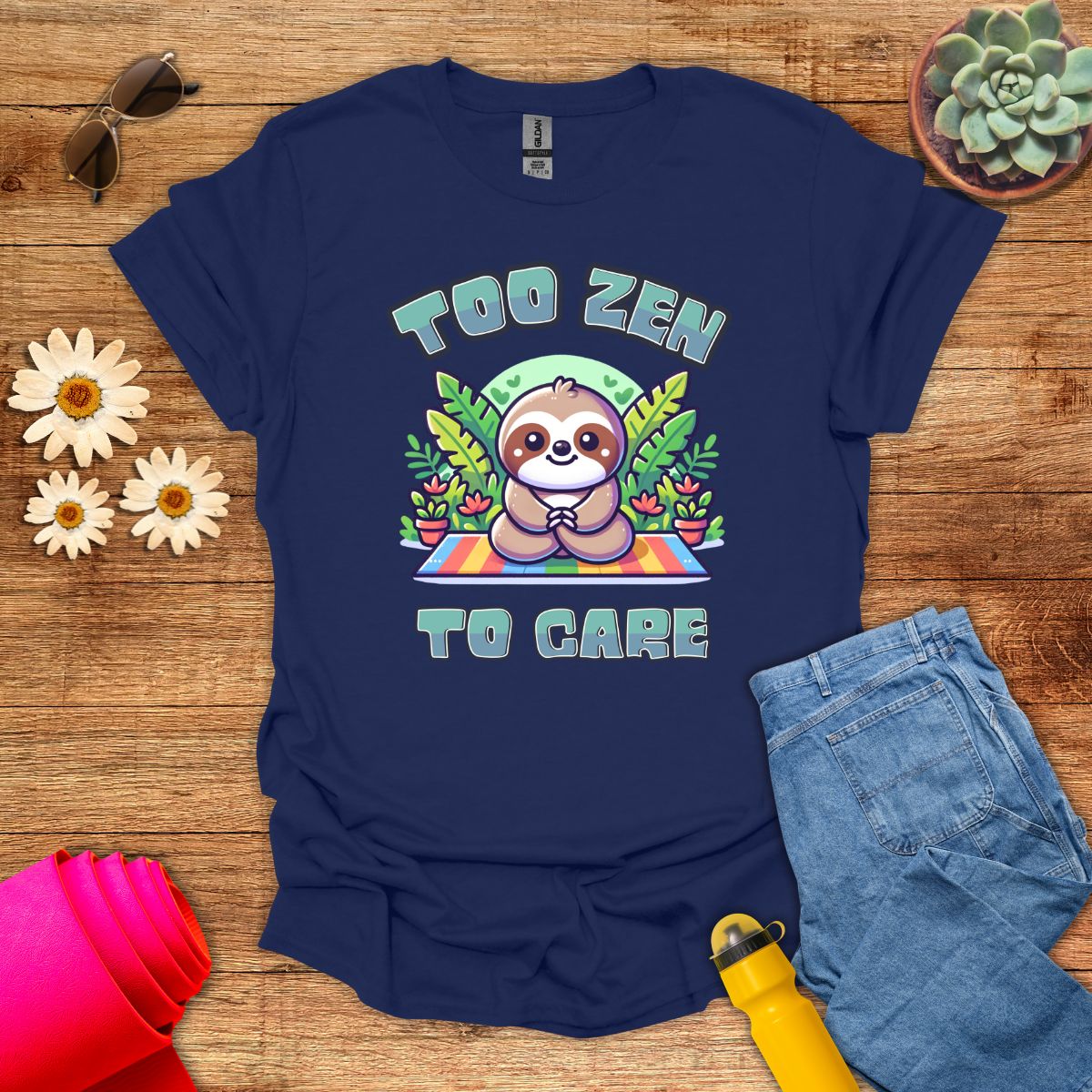 Too Zen to Care Adorable Sloth Yoga T-Shirt