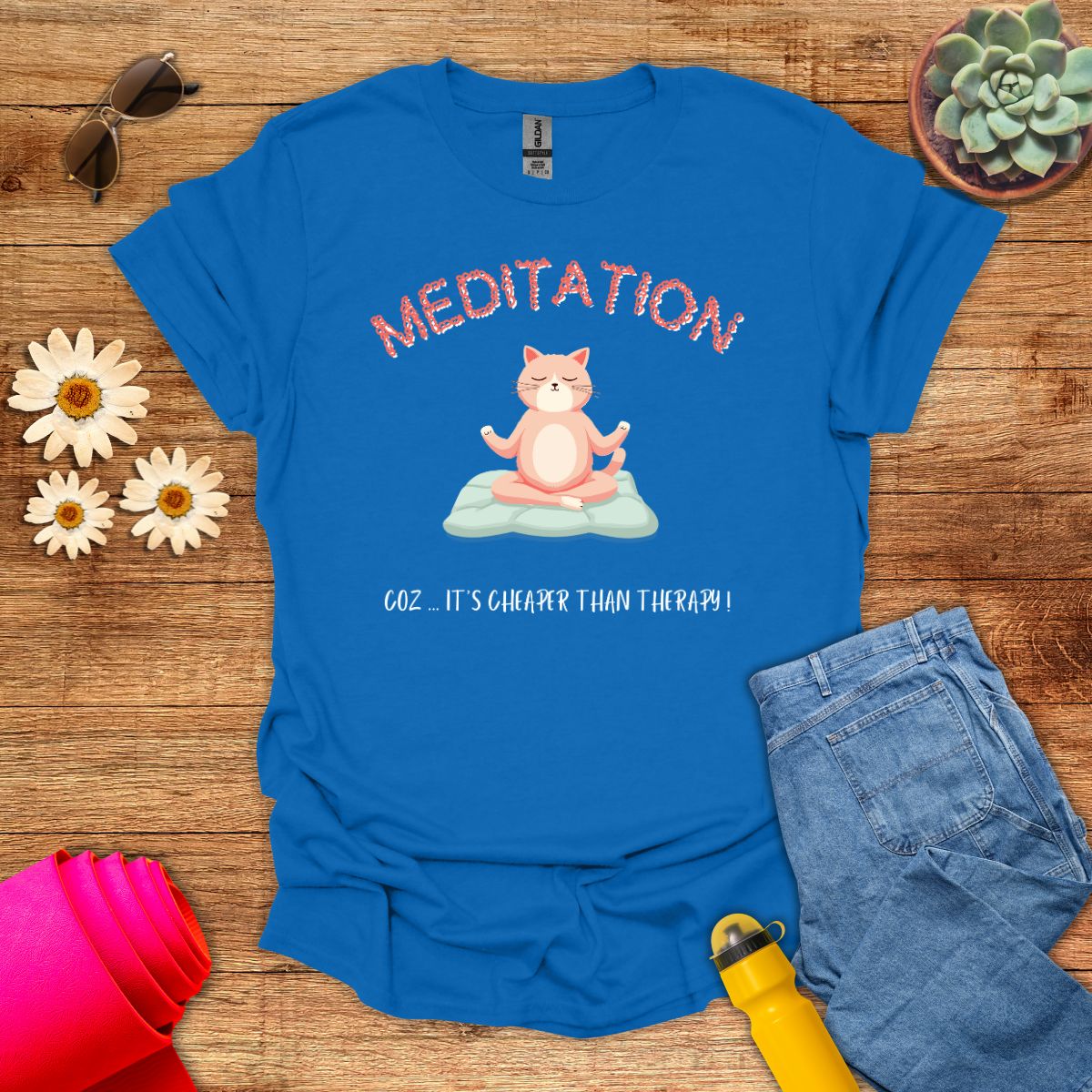 Meditation Better Than Therapy Cat T-Shirt