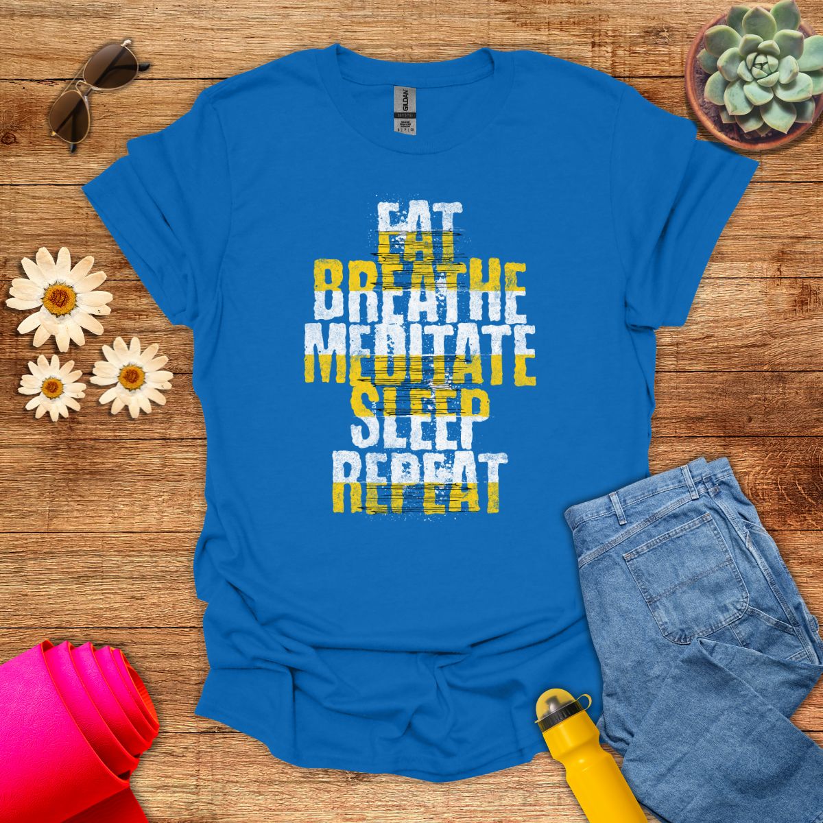 Eat Breathe Meditate Sleep Repeat Inspirational T-Shirt