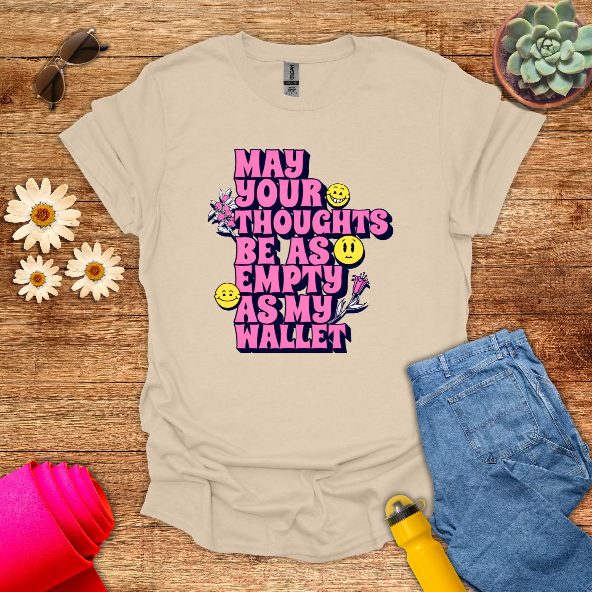 Funny Empty Wallet Empty Thoughts Meditation T-Shirt