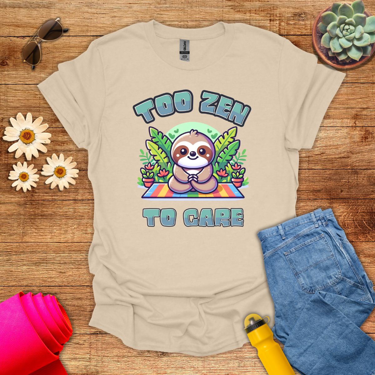 Too Zen to Care Adorable Sloth Yoga T-Shirt