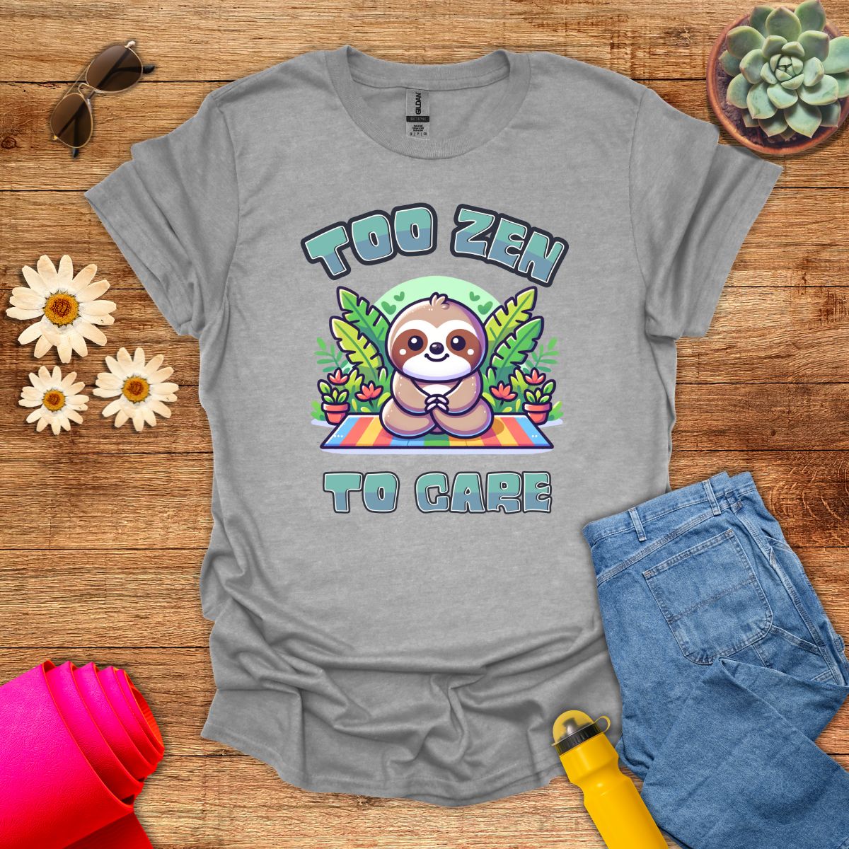 Too Zen to Care Adorable Sloth Yoga T-Shirt