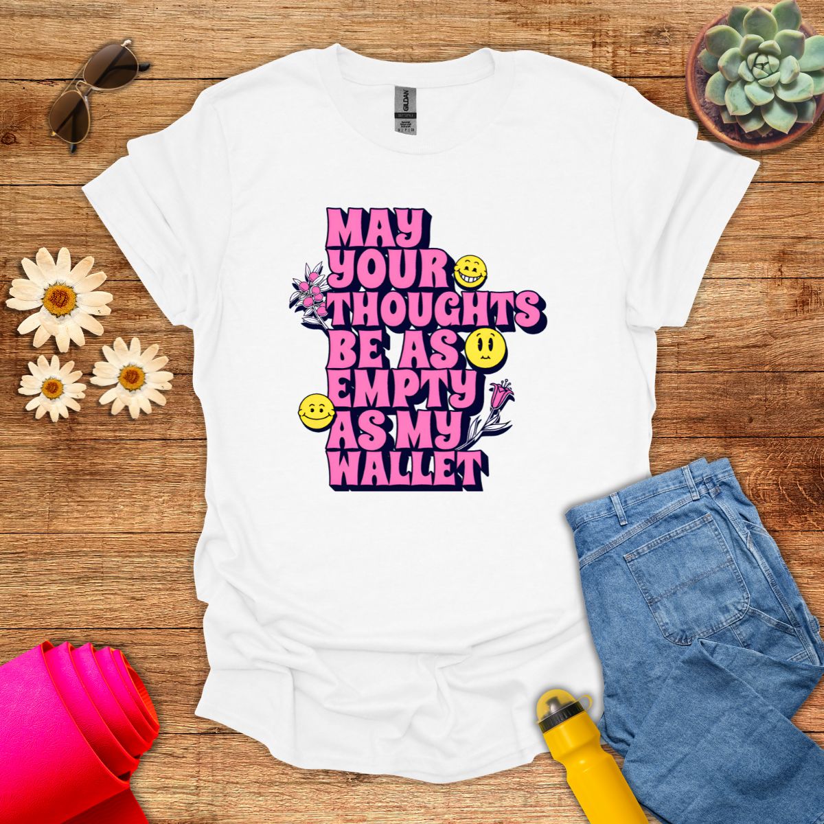 Funny Empty Wallet Empty Thoughts Meditation T-Shirt