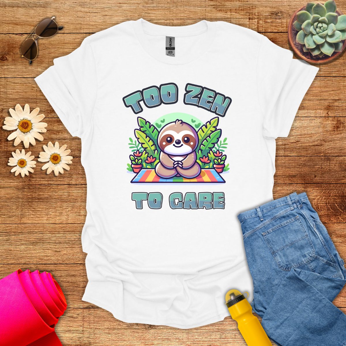 Too Zen to Care Adorable Sloth Yoga T-Shirt